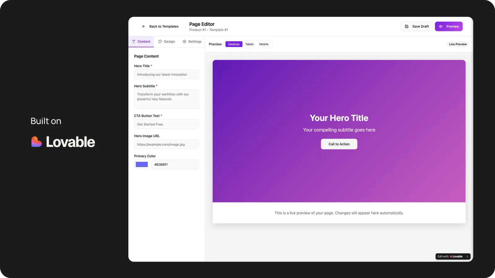 Loveable editor prototype
